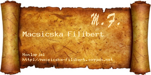 Macsicska Filibert névjegykártya
